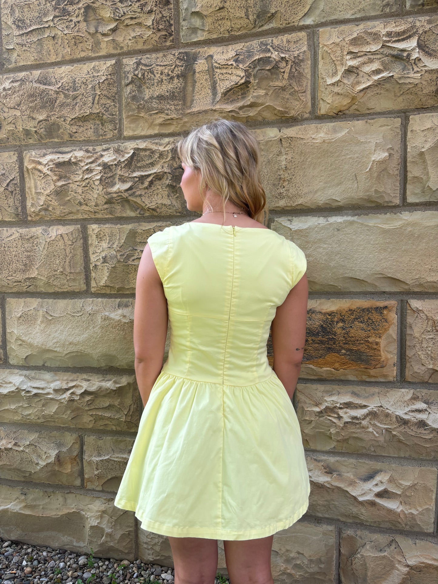 Soft Citrus Drop Waist Mini Dress