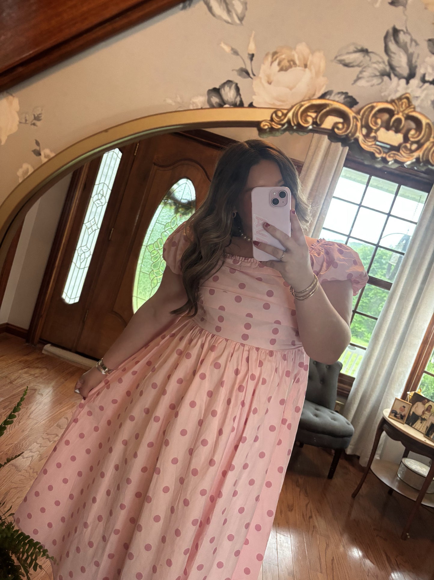Pink Polka Dot Midi