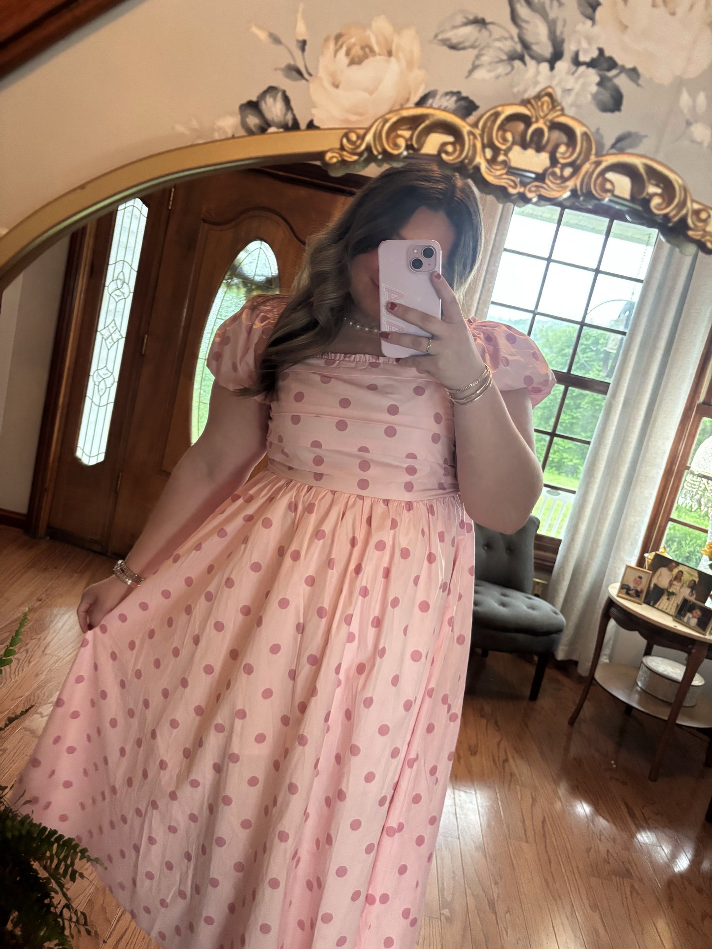 Pink Polka Dot Midi