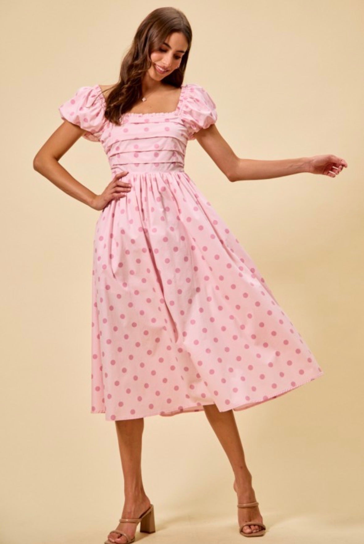 Pink Polka Dot Midi