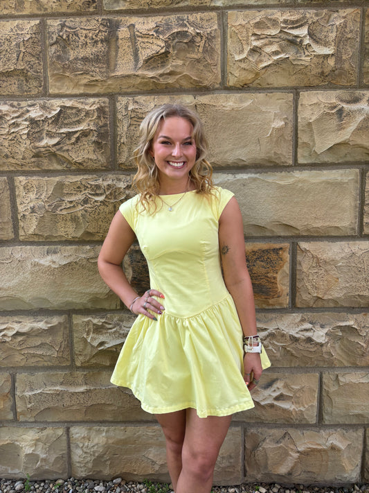 Soft Citrus Drop Waist Mini Dress