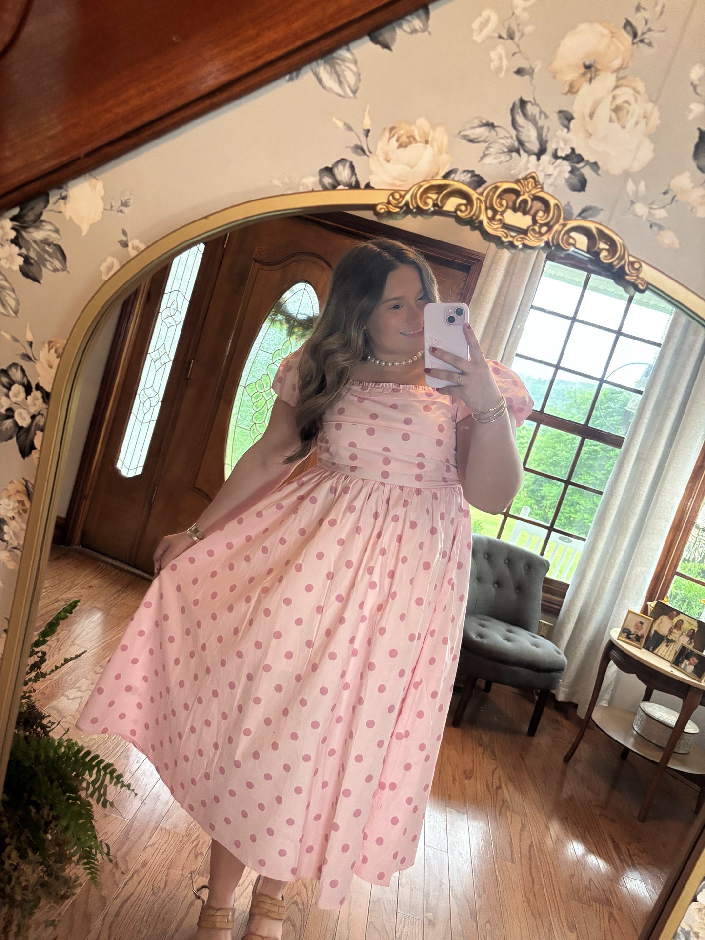 Pink Polka Dot Midi