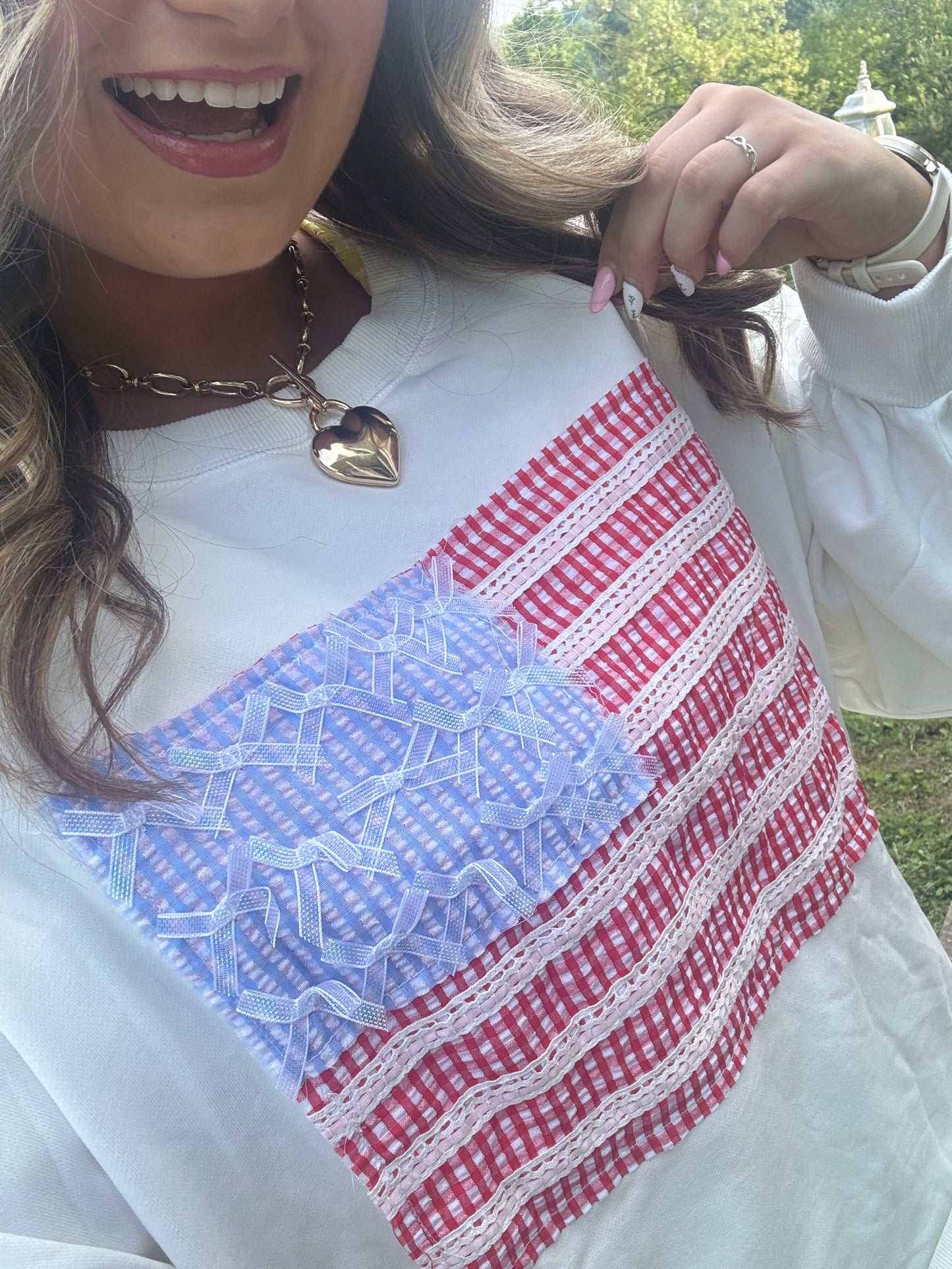 Gingham Glory Crewneck