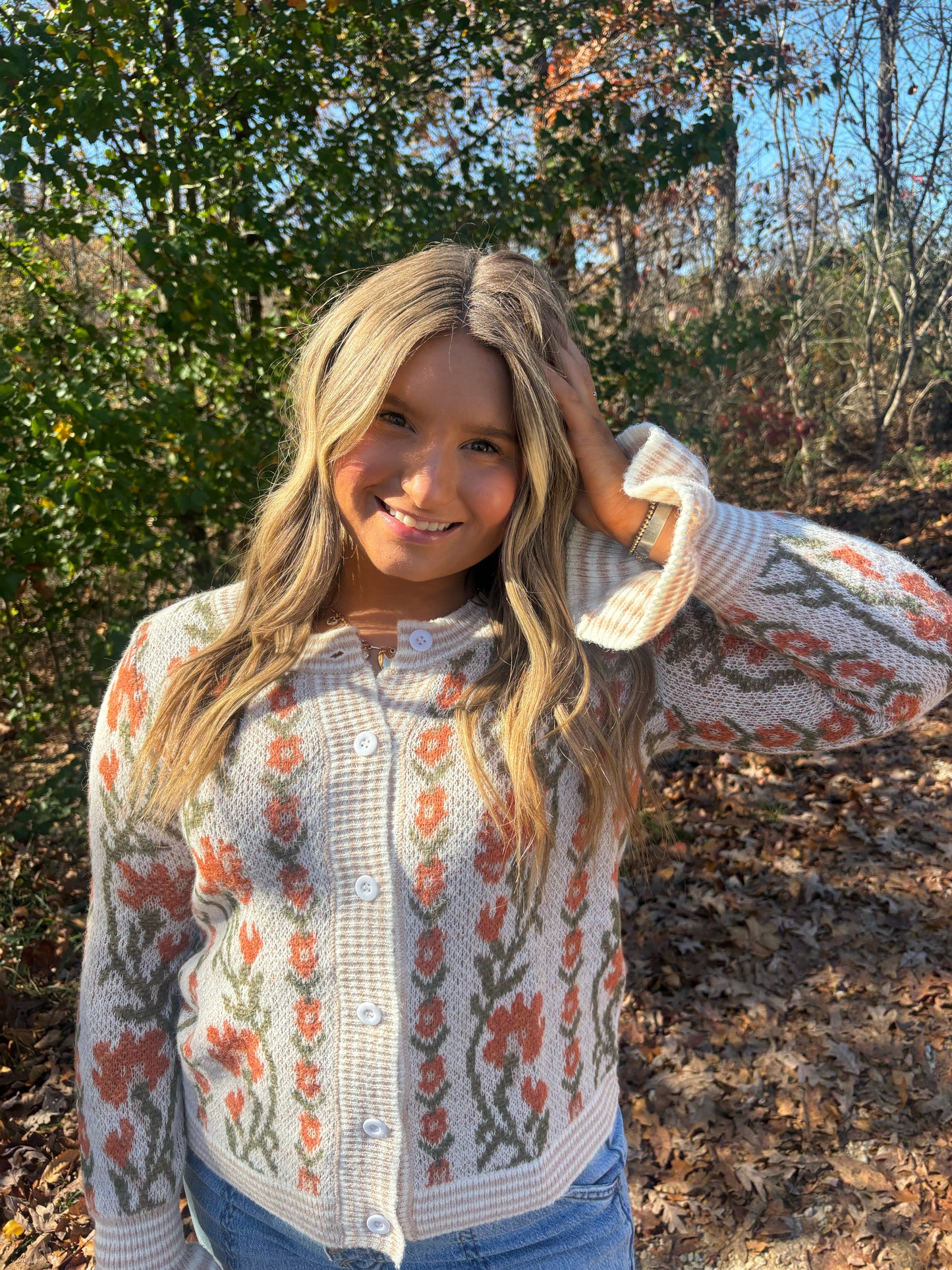 Blooming Button-Up Cardigan